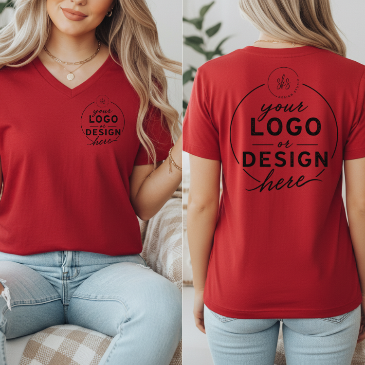 CUSTOM LOGO | Women's V-Neck T-Shirt [BELLA CANVAS]