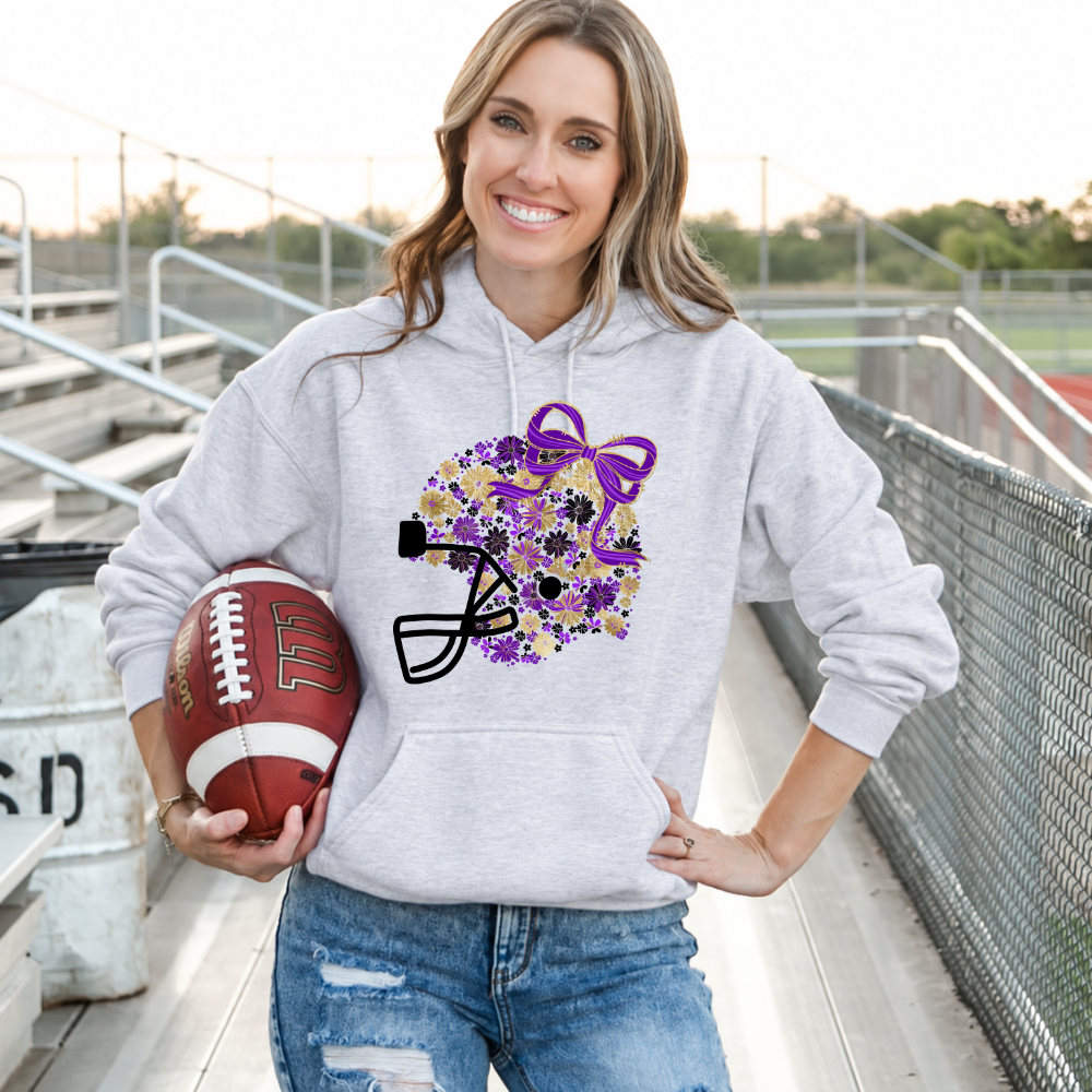 Floral Football Helmet - Team Colors | Unisex Hoodie Sweatshirt [GILDAN]