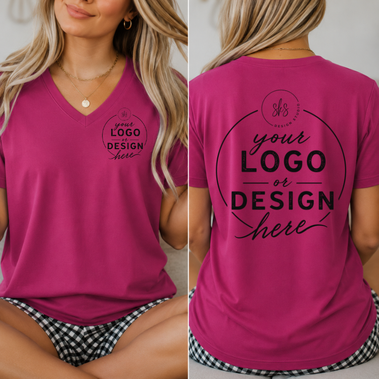 CUSTOM LOGO | Women's V-Neck T-Shirt [BELLA CANVAS]