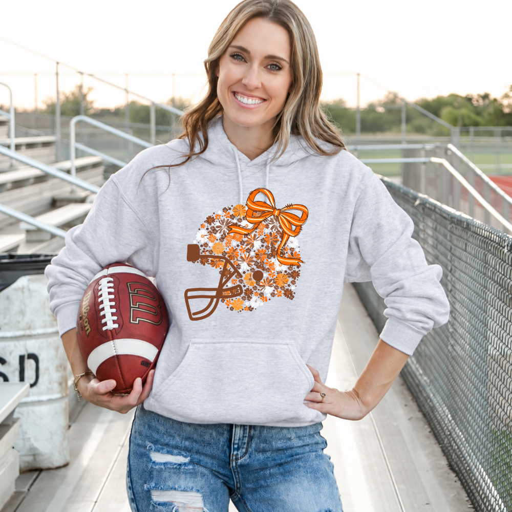 Floral Football Helmet - Team Colors | Unisex Hoodie Sweatshirt [GILDAN]