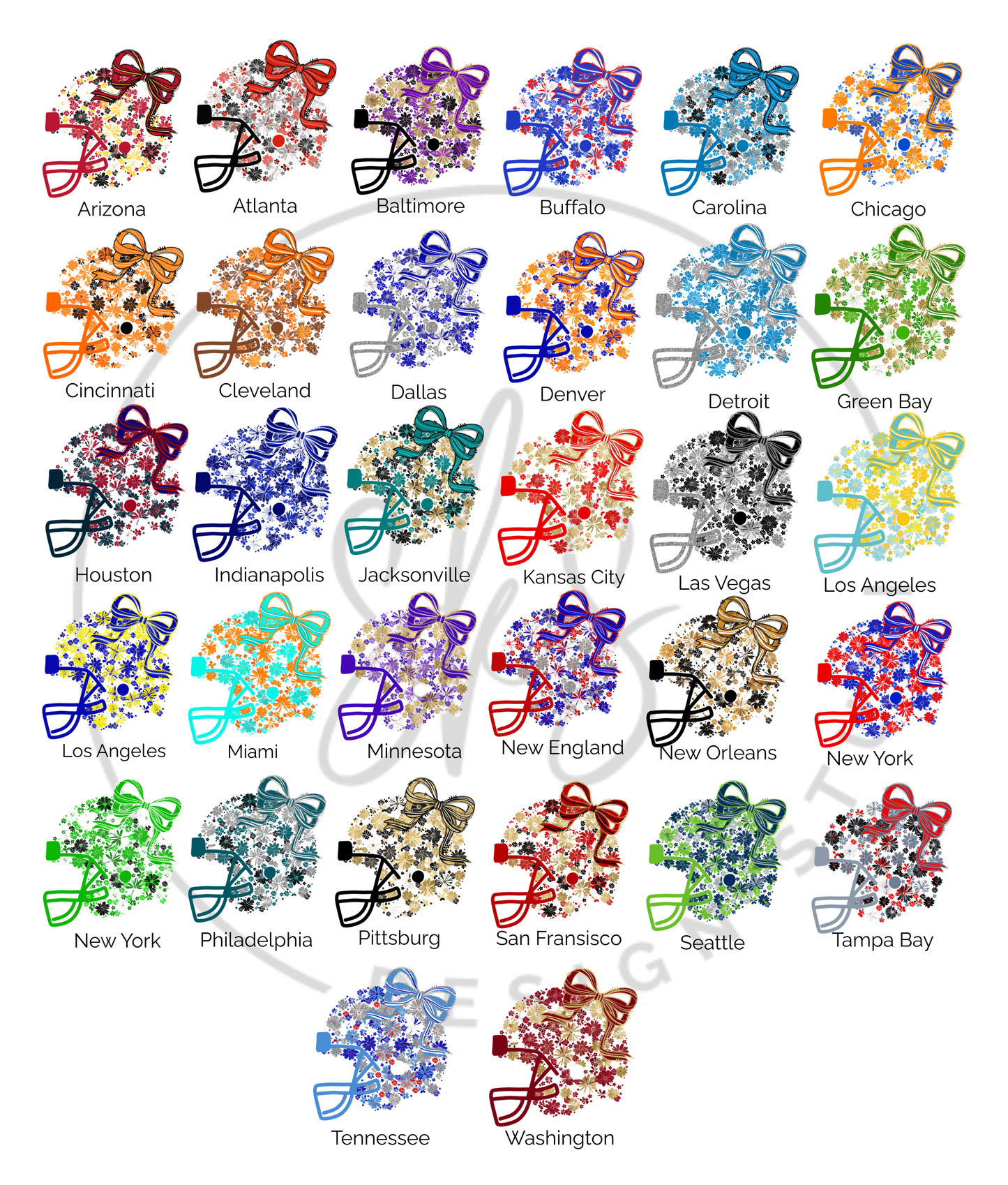 Floral Football Helmet - Team Colors | Unisex Hoodie Sweatshirt [GILDAN]