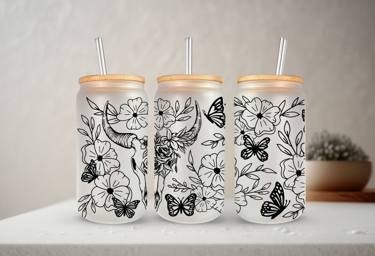 Floral Bull Skull | UVDTF Cup Wrap 20oz
