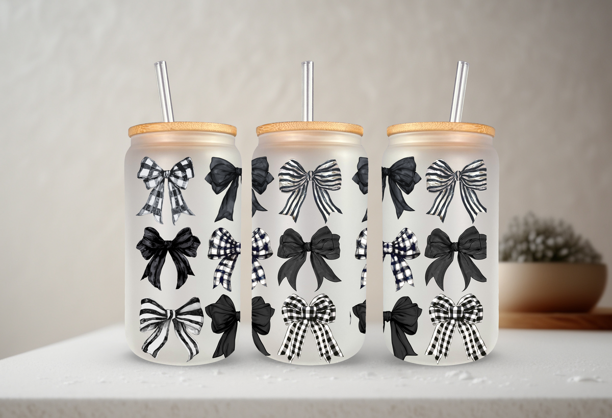 Black Check Coquette | UVDTF Cup Wrap 20oz