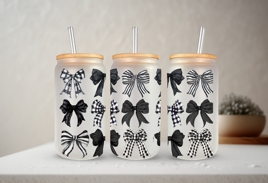 Black Check Coquette | UVDTF Cup Wrap 20oz