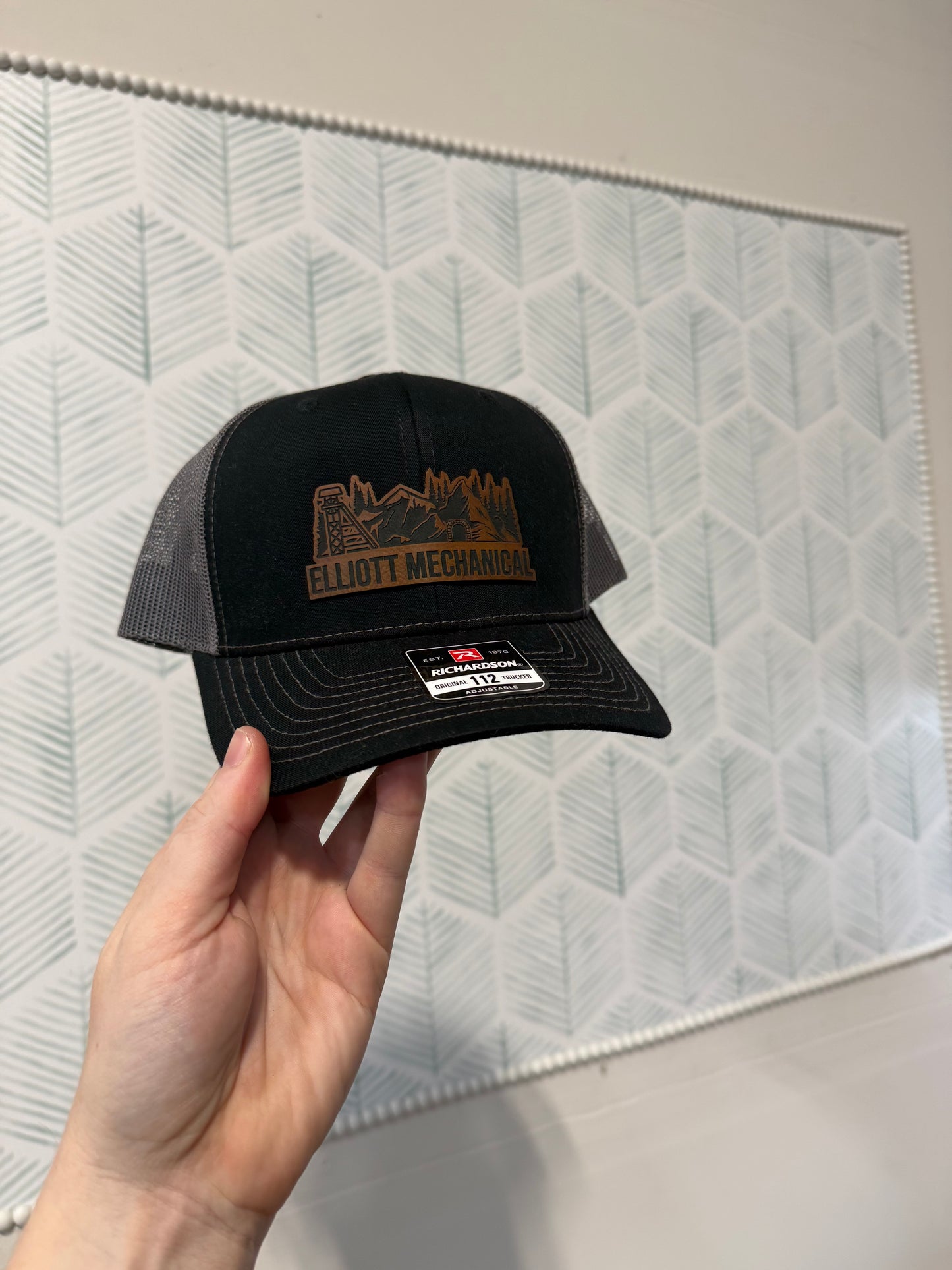 CUSTOM LOGO | Richardson 112 Hat with Laser Engraved Leather Patch