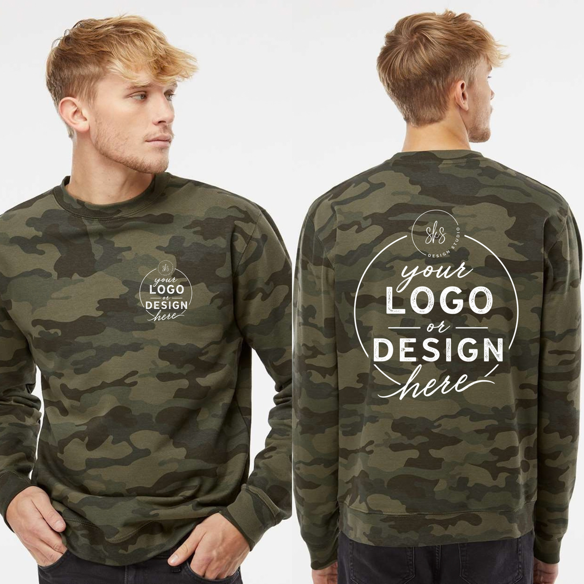 CUSTOM LOGO | Unisex Camo Crewneck [INDEPENDENT TRADING CO.]
