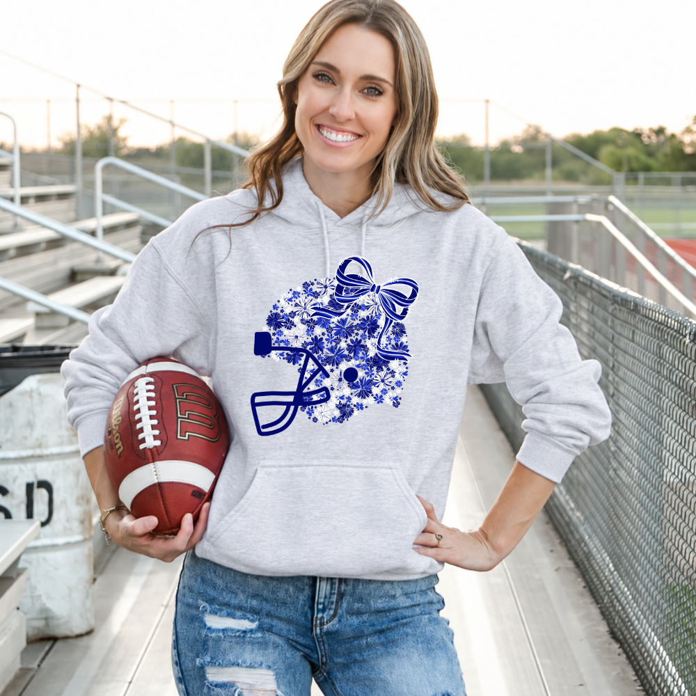 Floral Football Helmet - Team Colors | Unisex Hoodie Sweatshirt [GILDAN]