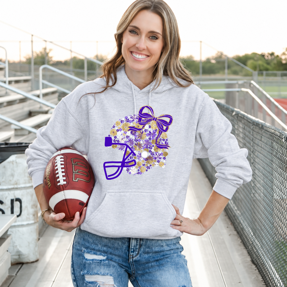 Floral Football Helmet - Team Colors | Unisex Hoodie Sweatshirt [GILDAN]