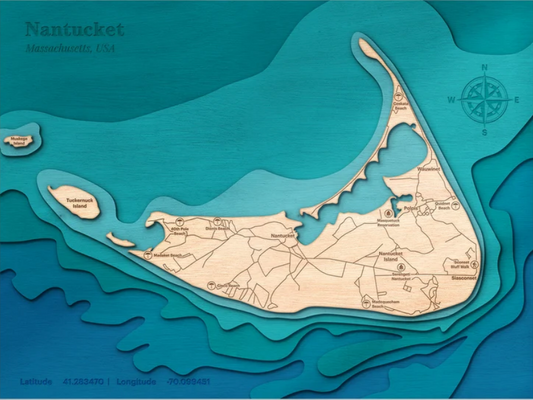 Nantucket | ENGRAVED & PAINTED | Topo Map