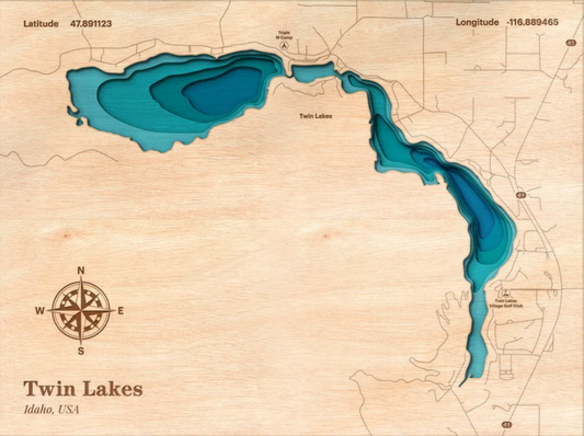 Twin Lakes, Idaho | ENGRAVED & PAINTED | Topo Map