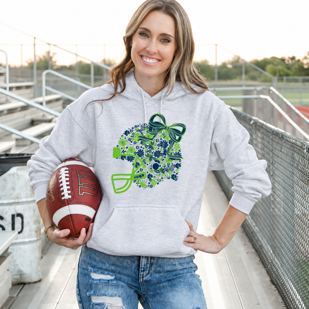 Floral Football Helmet - Team Colors | Unisex Hoodie Sweatshirt [GILDAN]