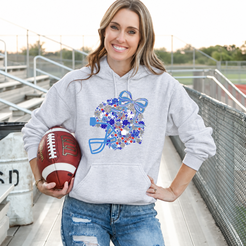 Floral Football Helmet - Team Colors | Unisex Hoodie Sweatshirt [GILDAN]