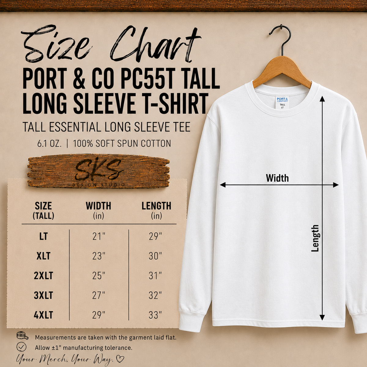 CUSTOM LOGO | Tall Long Sleeve Shirt [Port & Co]