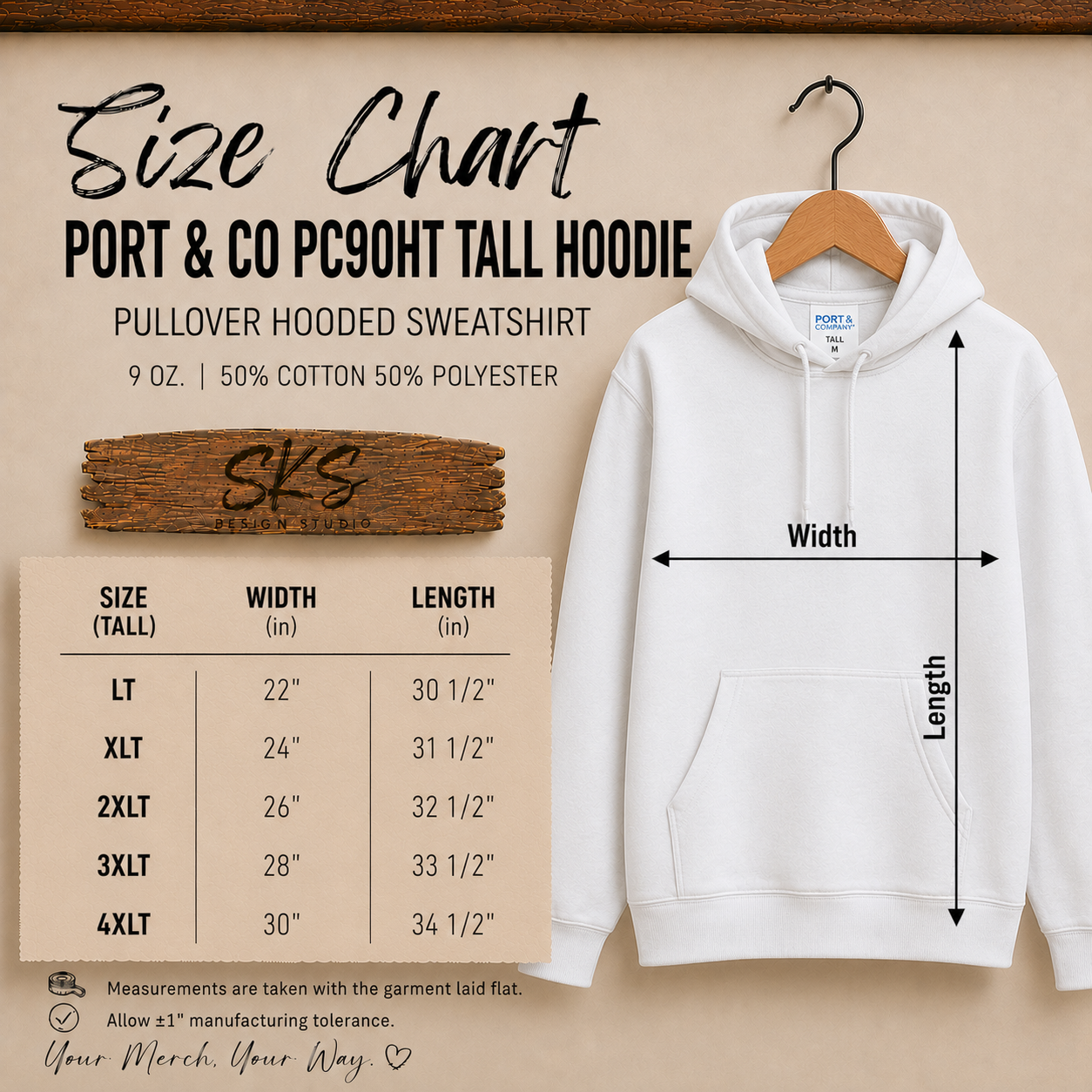 CUSTOM LOGO | Tall Hoodie [Port & Co]